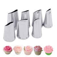 Amazon hot sale 304 stainless steel 7-piece rose tulip petal nozzles for cake decoration