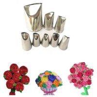 Amazon hot sale 304 stainless steel 8-piece rose tulip petal nozzles for cake decoration