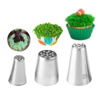 3pcs Grass Stainless Steel Icing Piping Nozzle Tips for Cake Fondant Cupcake